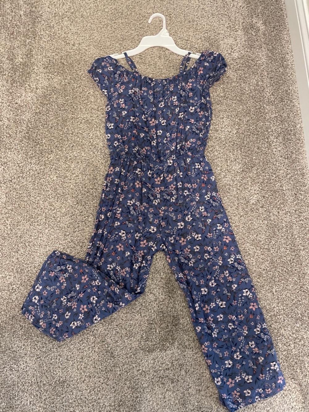 OshKosh B'gosh Navy Blue Floral Off-Shoulder Jumpsuit